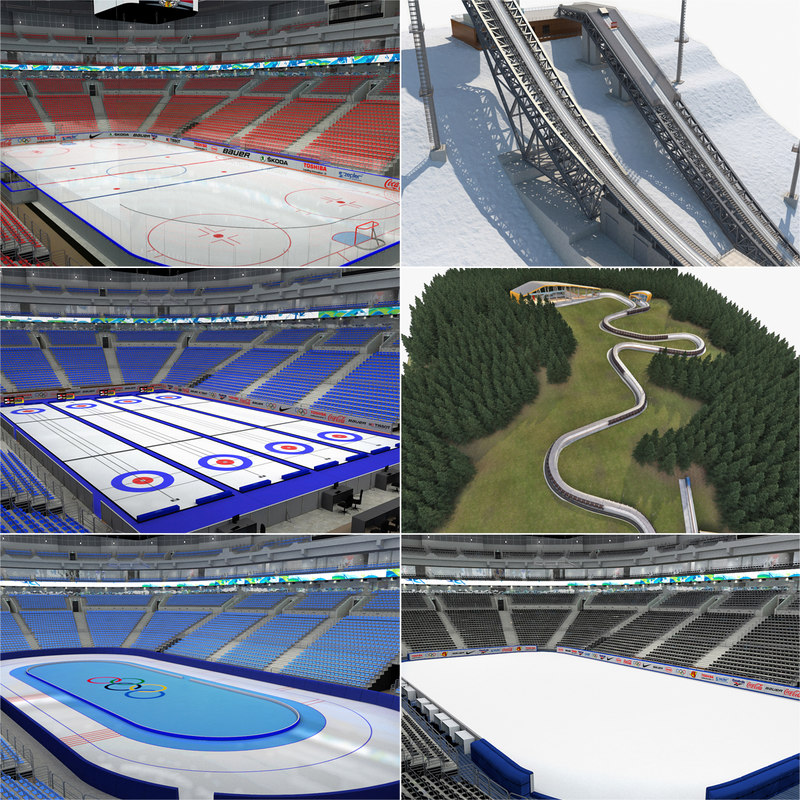 winter sports arena venues 3d model