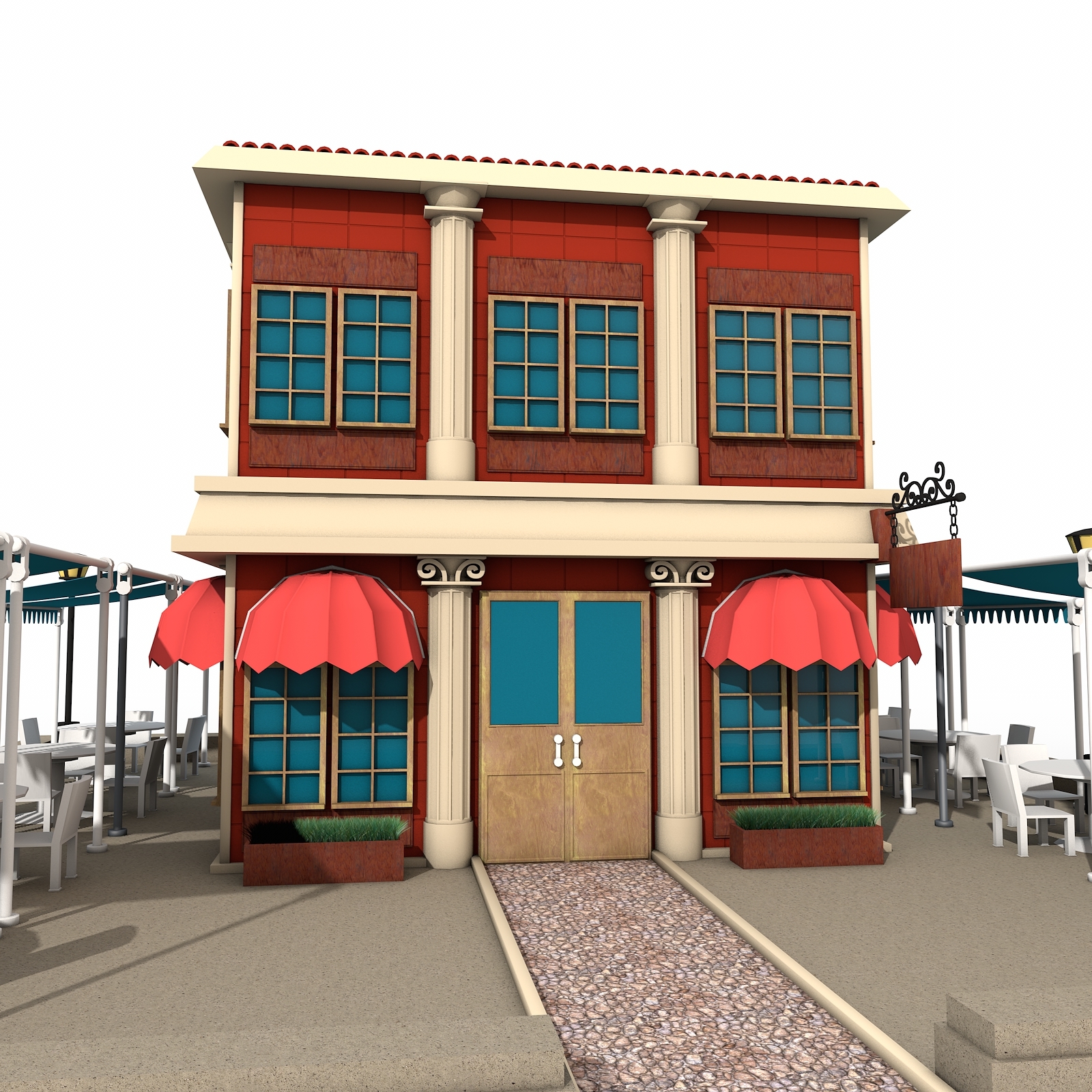 3d c4d restaurant exterior