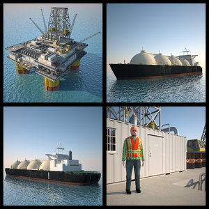3d oil platform tanker ship