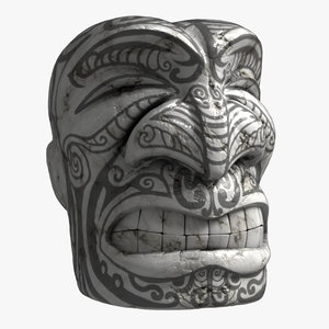 maori tiki face sculpture 3d model