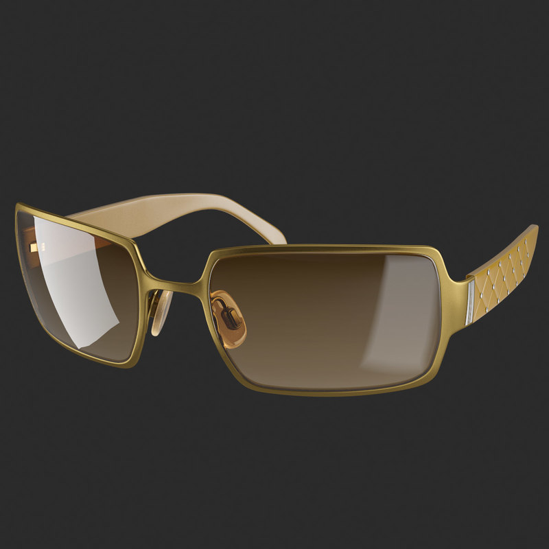 realistic golden sunglasses 3d model