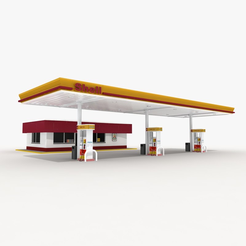 3d model shell gas station convenience store