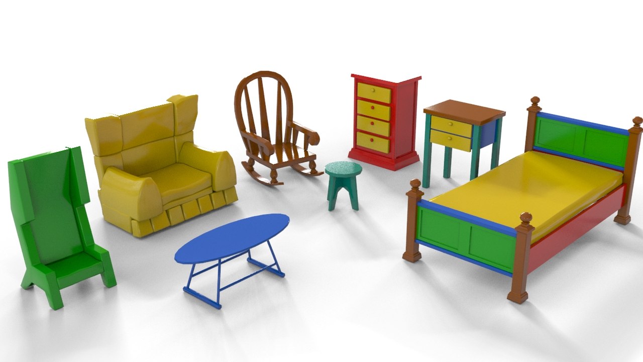 cartoon furniture 3ds