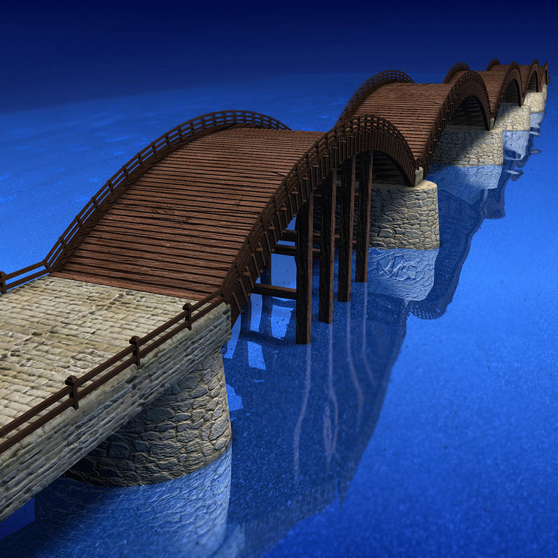 3d model of historic kintai bridge