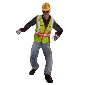 3d model rigged worker zombie 3