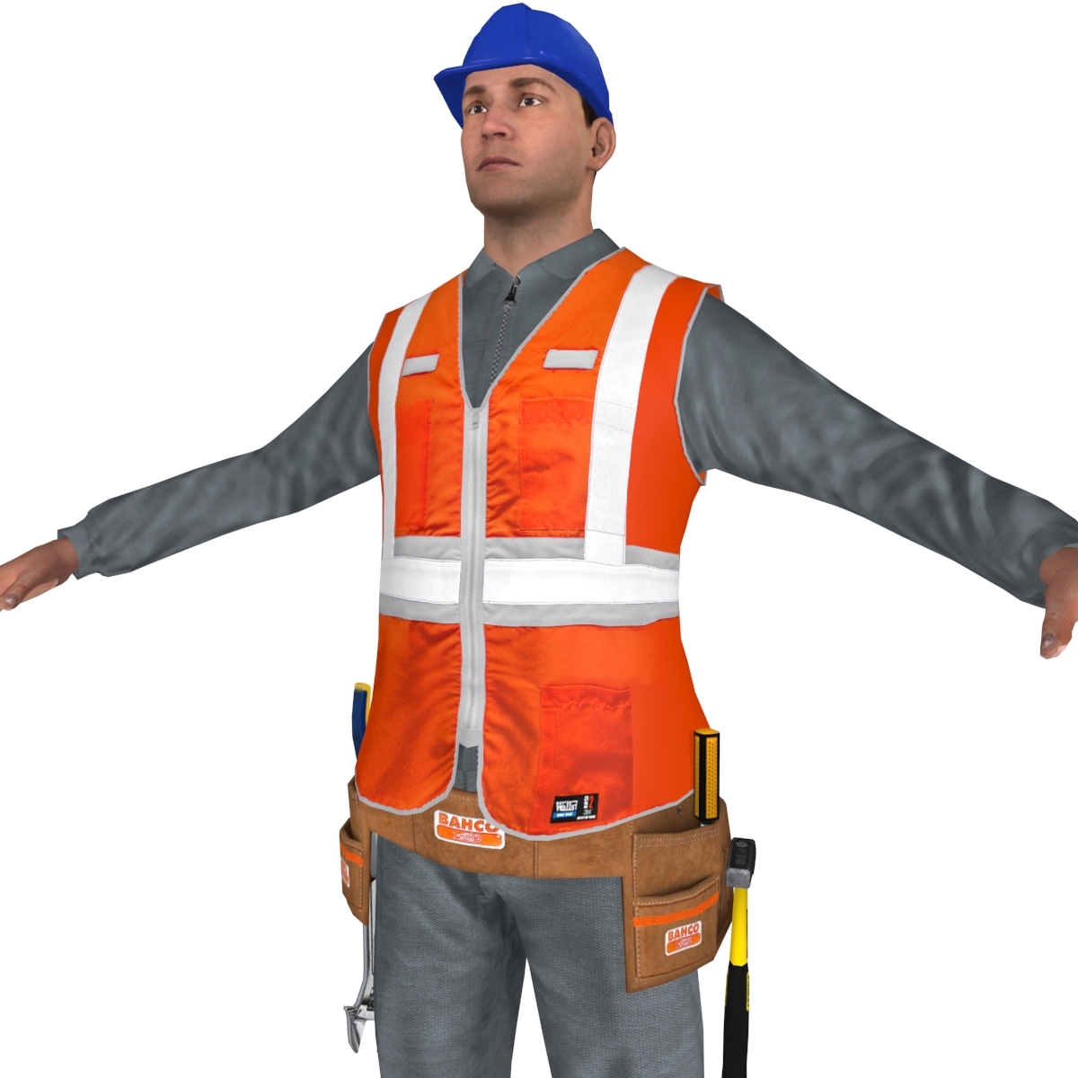 rigged worker man 3d model