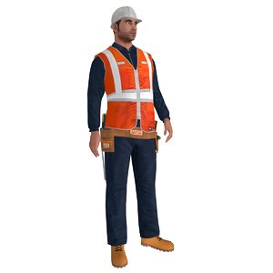 rigged worker man 3d max
