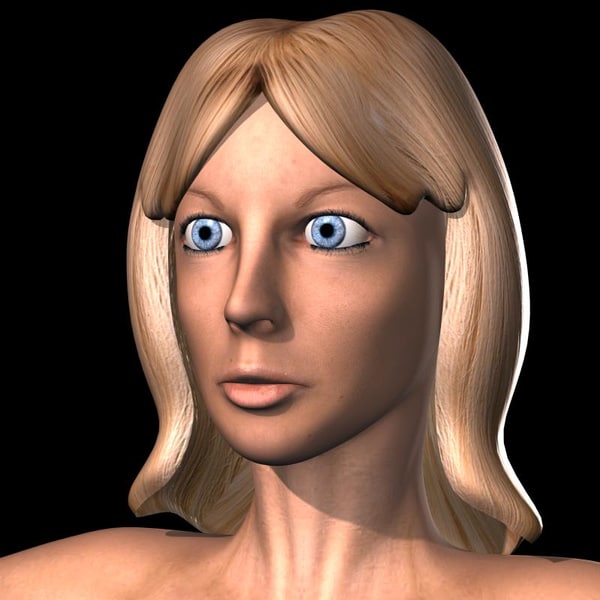 3d young naked woman rig model