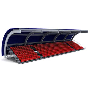 3d model of stadium seating tribune 3