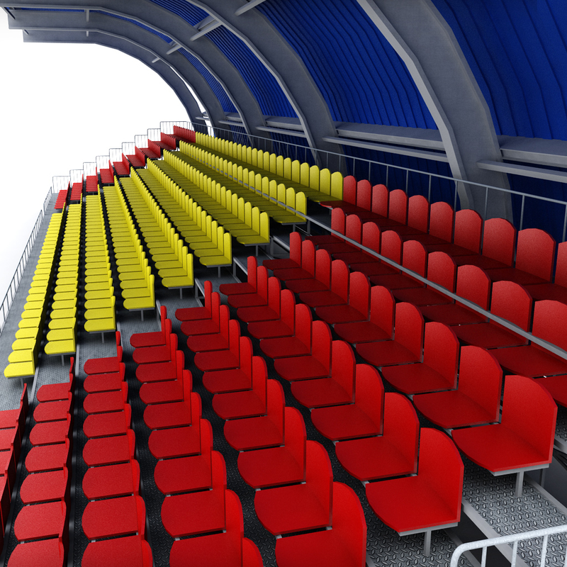 3d model of stadium seating tribune 3