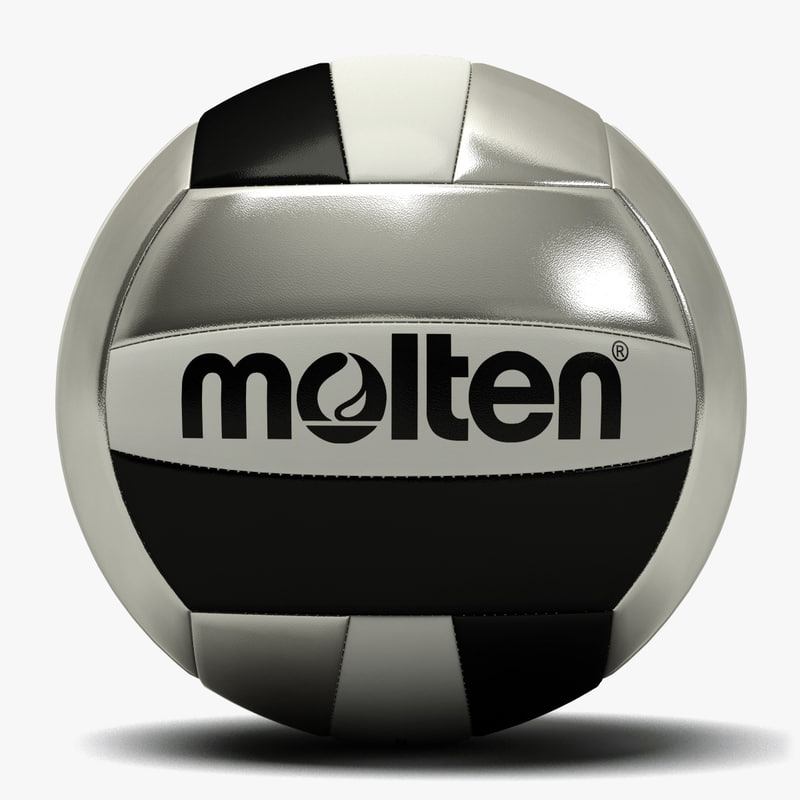 3d molten volleyball black silver model