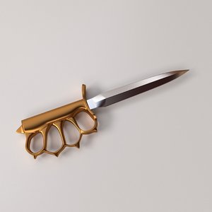 brass knuckles knife 3d 3ds