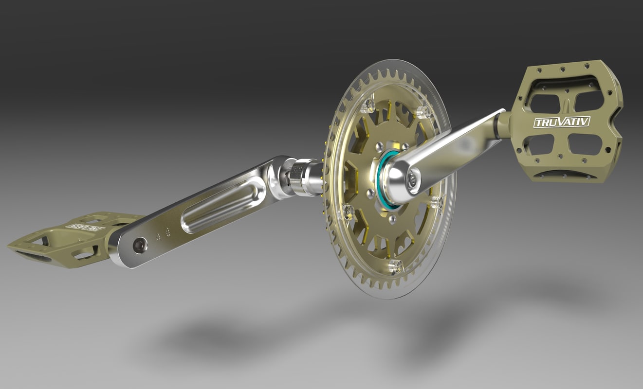 freewheel mountain bike cranks 3d model