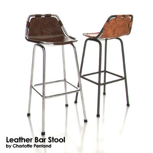 charlotte perriand leather bar stool 3d model