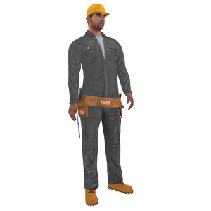 rigged worker man 3d model