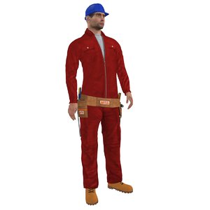 3d model rigged worker biped man