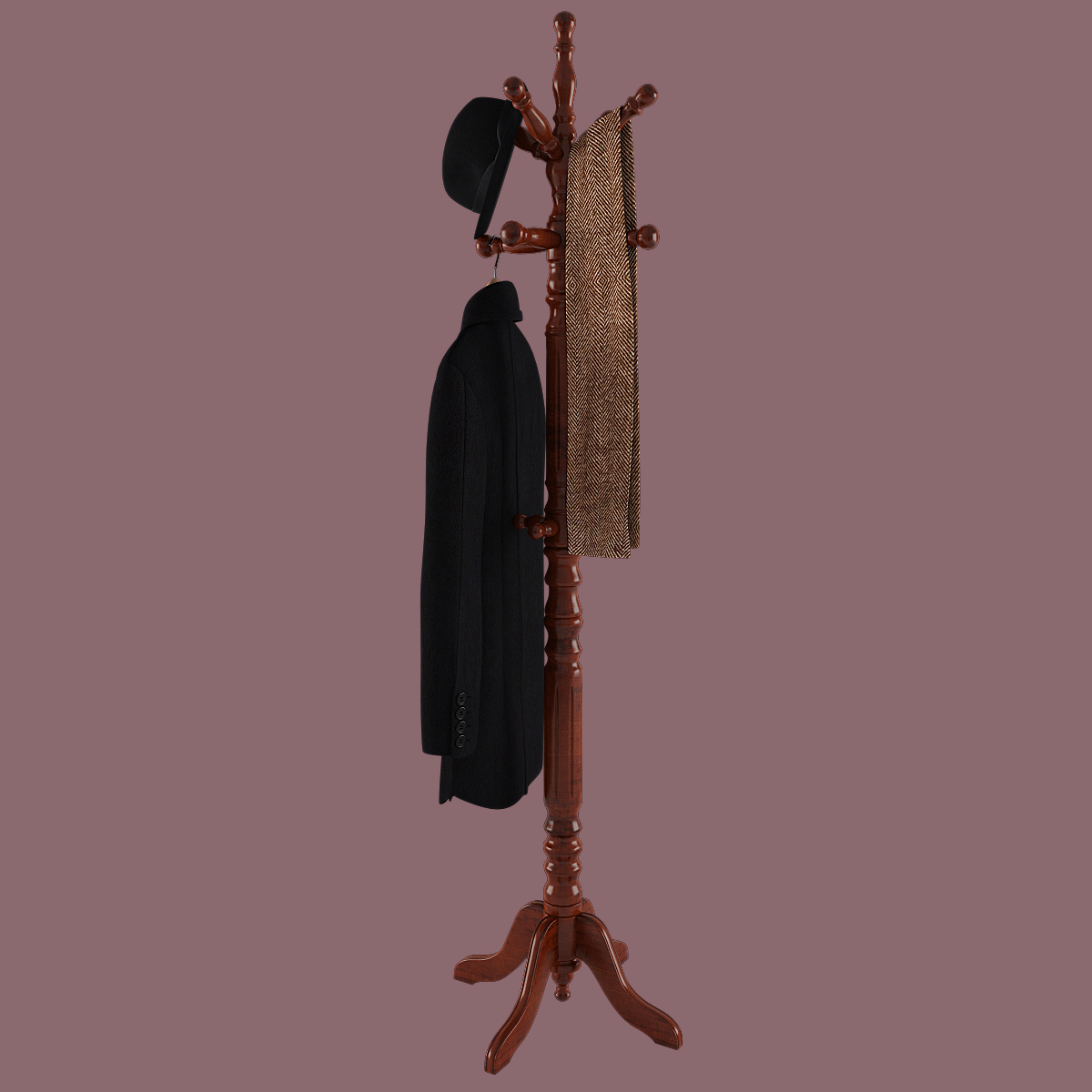 rack coat hat scarf 3d model