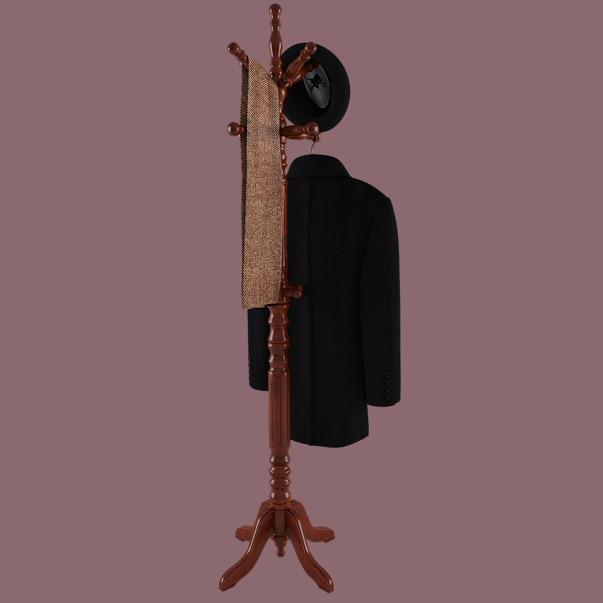 rack coat hat scarf 3d model