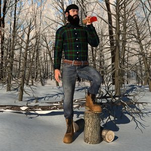 3d model rigged canadian lumberjack