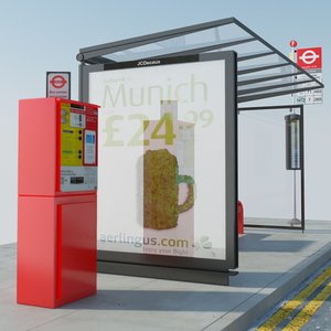 3d london bus stop model
