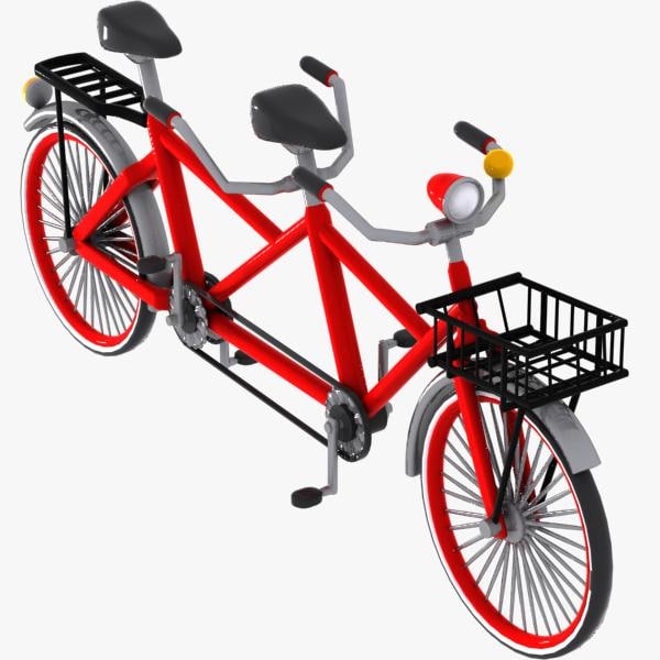 cartoon tandem bicycle 3d 3ds