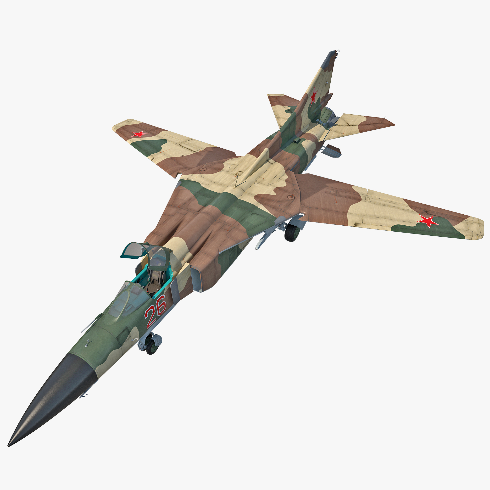 3d model fighter aircraft mig23 rigged