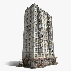 abandoned 12-storey panel house 3d max
