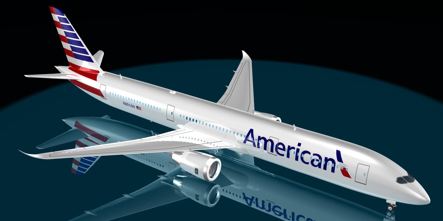 3d model american airlines 787-9 dreamliner