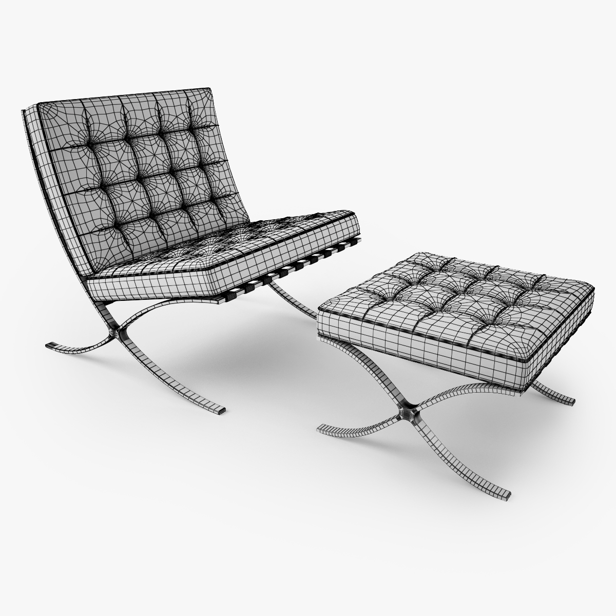 knoll barcelona chair 3d model