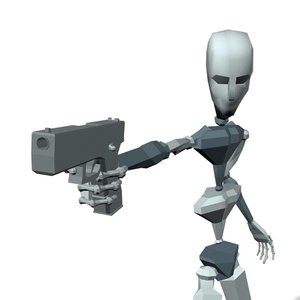 Handgun aiming at target