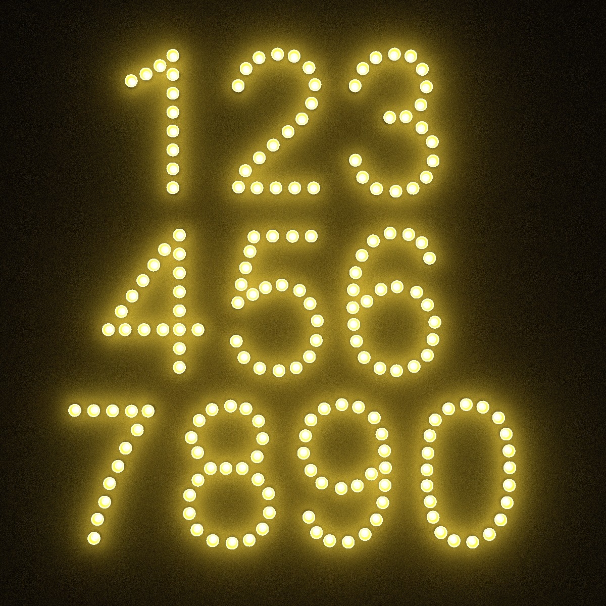 3d model numbers light bulbs