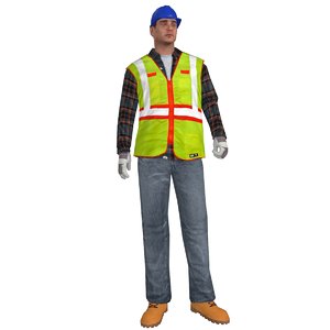rigged worker man 3d max
