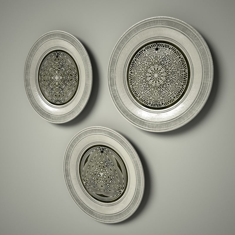 geometric design wall dishes 3d c4d