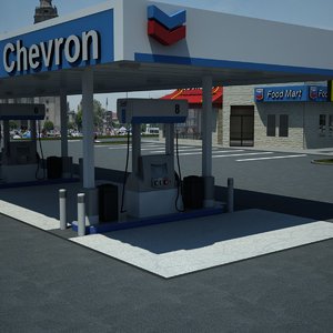 gas station chevron 3d model