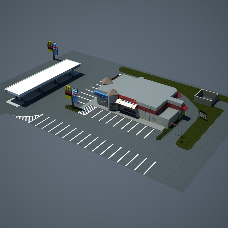 gas station chevron 3d model