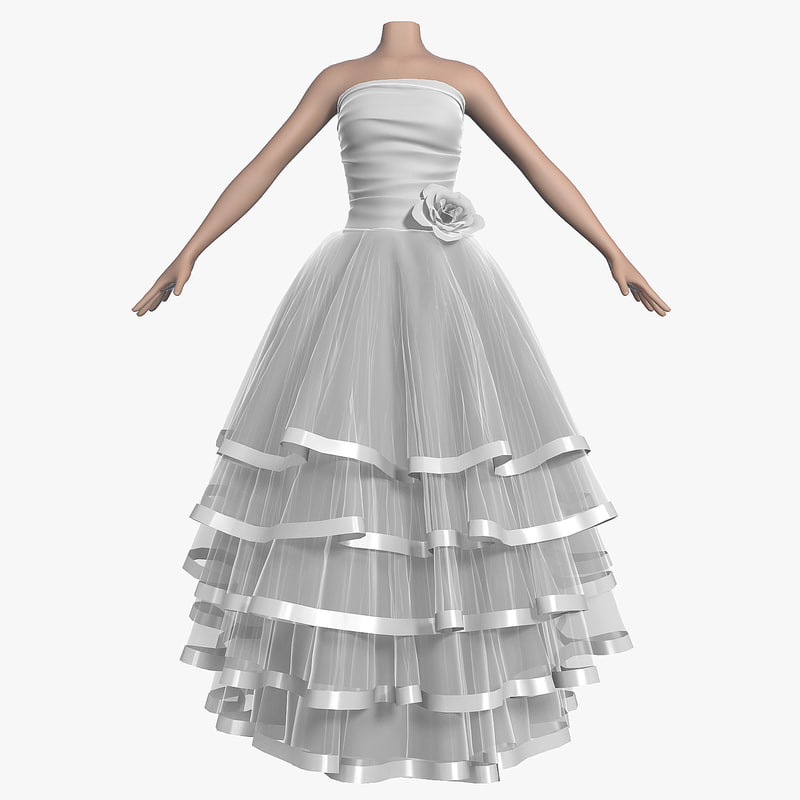 3d model wedding dress 007 female shoes