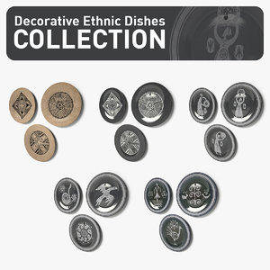 decorative ethnic dishes 3d model