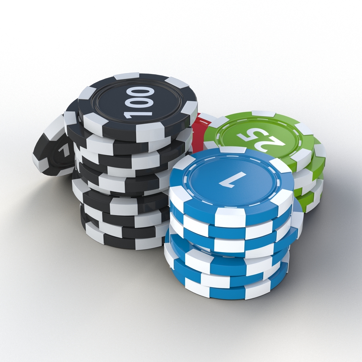 3d poker chips stack model