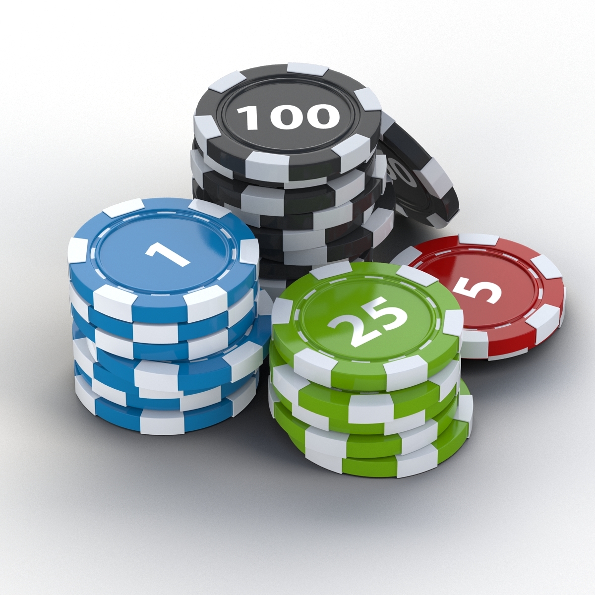 3d poker chips stack model