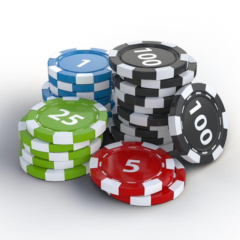 3d poker chips stack model
