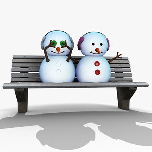 3d model snowman bench