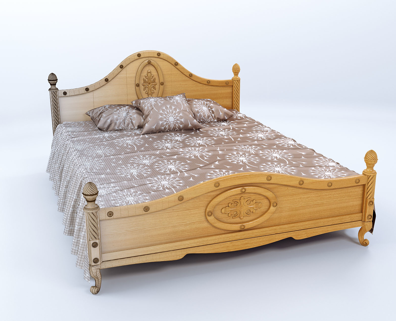 3d wooden bed model