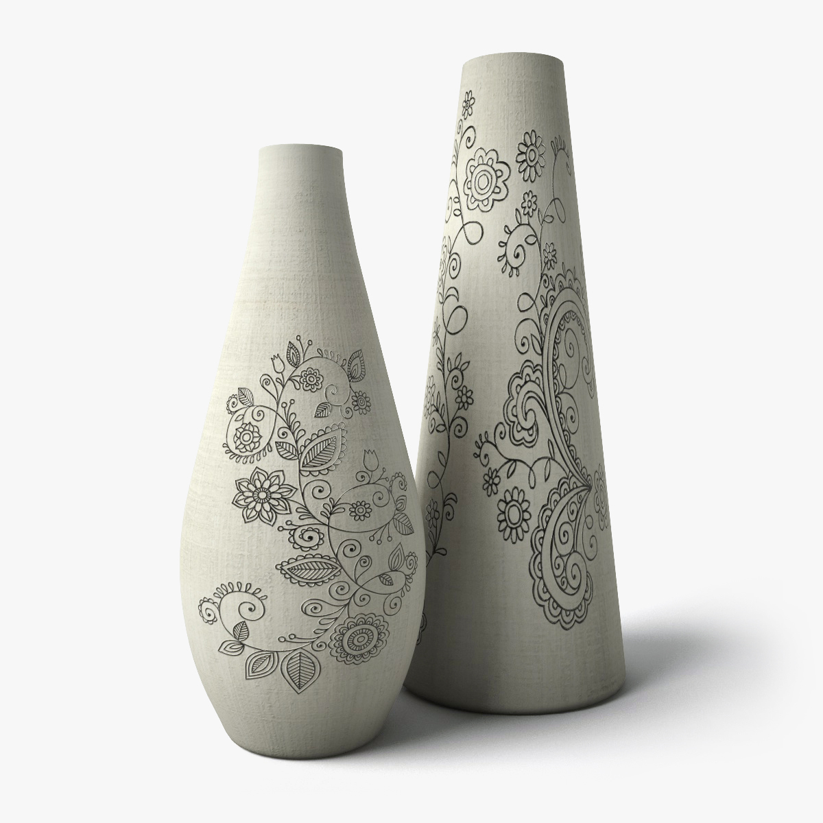 3d Painted Flower Vases 2