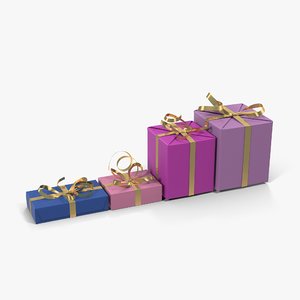 gift boxes purple 3d model