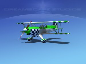 propeller acro sport biplane 3d model