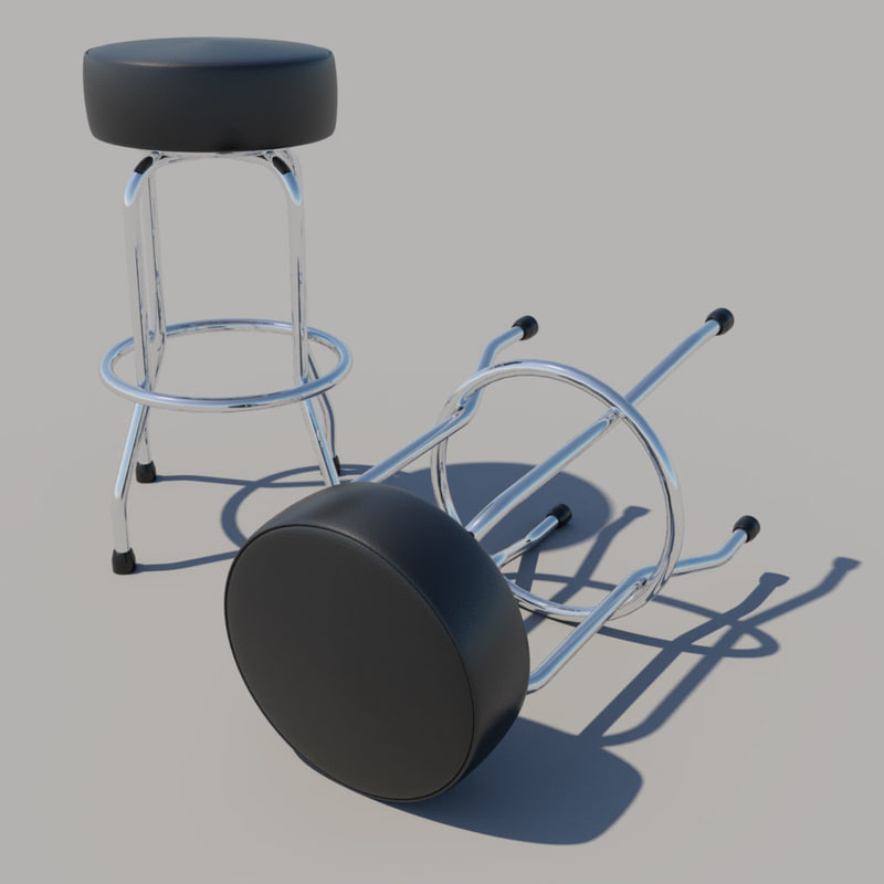 free leather stool 3d model