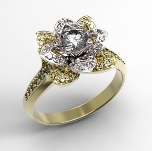 3d ring diamonds rubies emeralds model