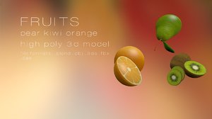 fruits pear orange kiwi 3d model