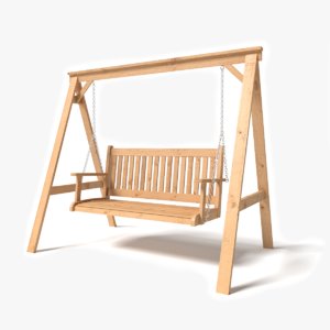 3d model wooden garden swing