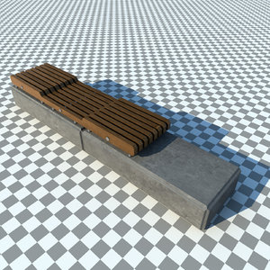 modern concrete park bench 3d max